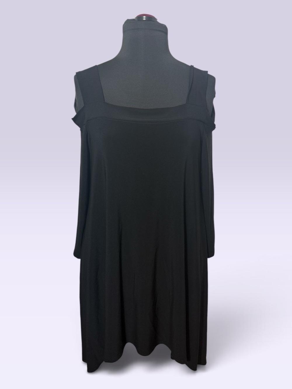Black Cold-Shoulder Women's Long Shirt - Dress